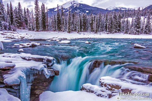 Athabasca Falls in Winter - Hike Jasper