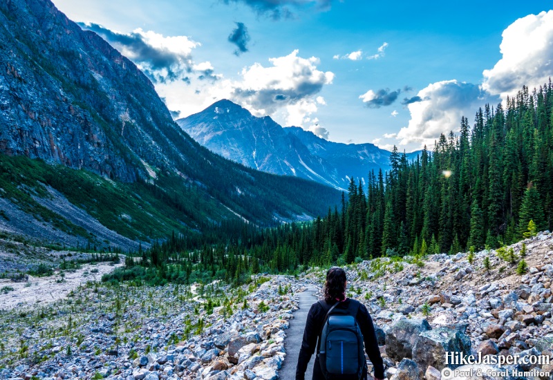 Hiking Down Edith Cavell Meadows Mountain Trail in Jasper