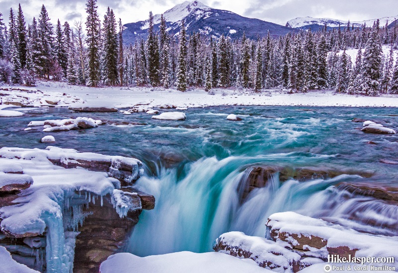 Photo Spots in Jasper National Park - Athabasca Falls in Winter