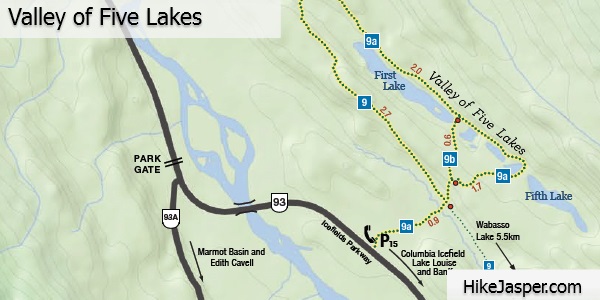 Valley of five lakes hiking trail Map